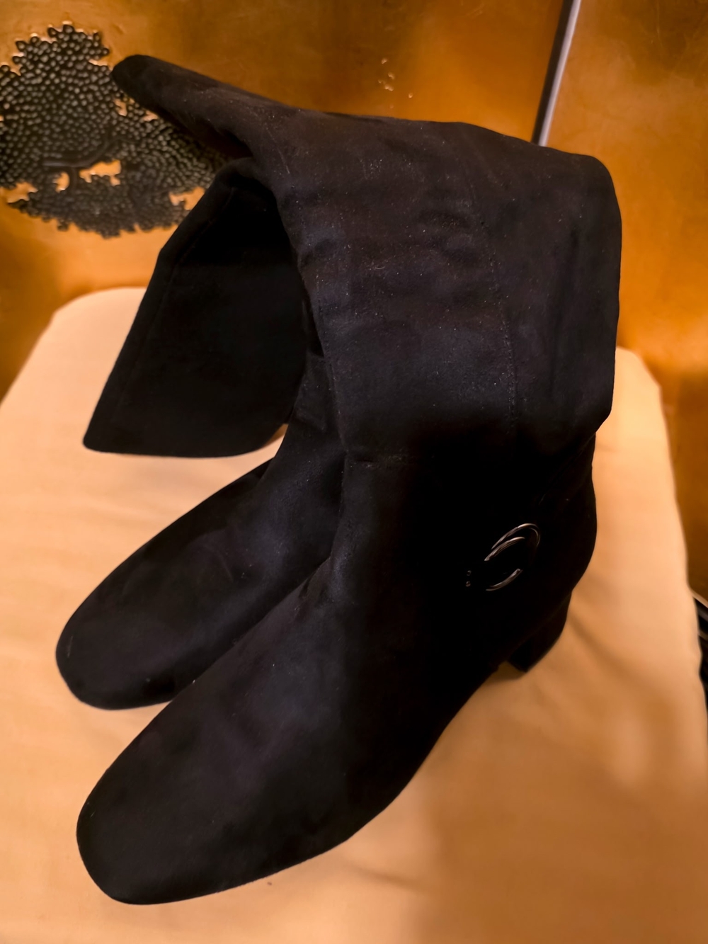 Black Women's East 5th Fold-Over Ankle Boots - Classic Suede Look size 7M